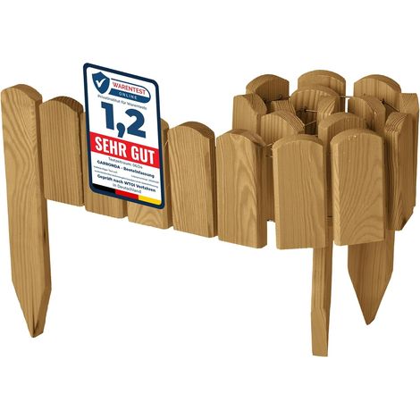 Bordure de Jardin en Bois Flexible 100cm Clôture Décorative Résistante Intempéries pour Massifs et Allées Teinte Brun Clair (1/5)