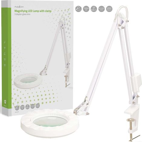 Nedis Lampada da Tavolo con Lente d’Ingrandimento 3 Diottrie 6500K 6W 700 lm