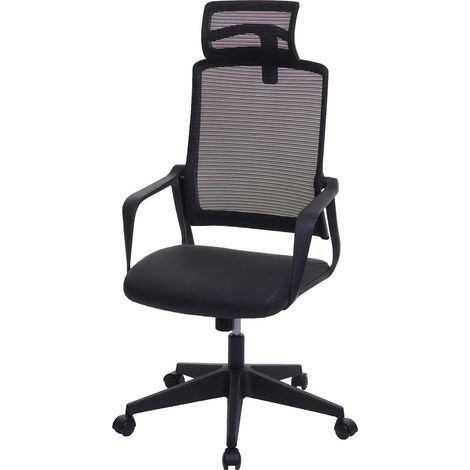 [NON UTILIZZATO] Poltrona sedia ufficio regolabile HHG-064 ergonomica design moderno ecopelle tessuto nero (1/5)