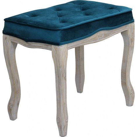 Sgabello in velluto con struttura in legno elegante 50x36xH47 cm -  Blu