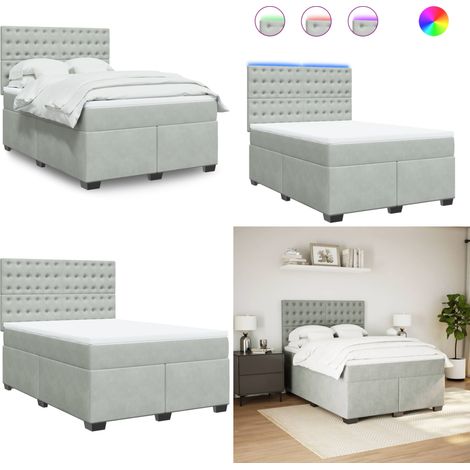 vidaXL Boxspringbett mit Matratze Hellgrau 160x200 cm Samt (1/5)