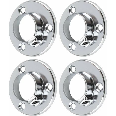 – Support de tringle à visser rond 25mm – Acier chromé – Pour meubles penderie et armoire – Fixation à vis avec 3 trous de 5,2mm (1/2)