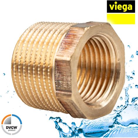 Viega Reduzierstück 3241 mit Mehrkant, R 2" x Rp 1/2", Rotguss