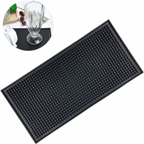 Green Mobility-Tapis de Bar en Caoutchouc Antidérapant PVC, Noir Étanche, Cafe Silicone Tassage Tapis, Épais et Durable pour Restaurant Comptoir (30 x 15 cm), (Lushyp077) (1/5)