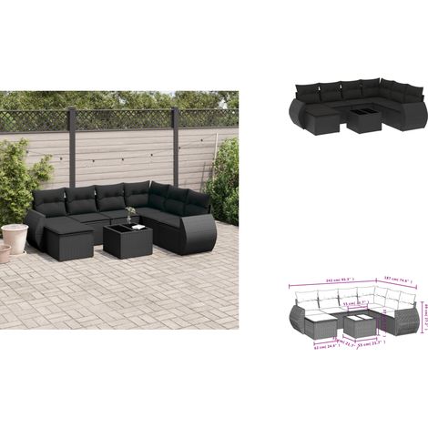 8-tlg. Garten-Sofagarnitur mit Kissen Schwarz Poly Rattan - Gartenmöbel - Outdoor Möbel - Lounge Set - Rattan Gartenset - Esstisch (1/3)