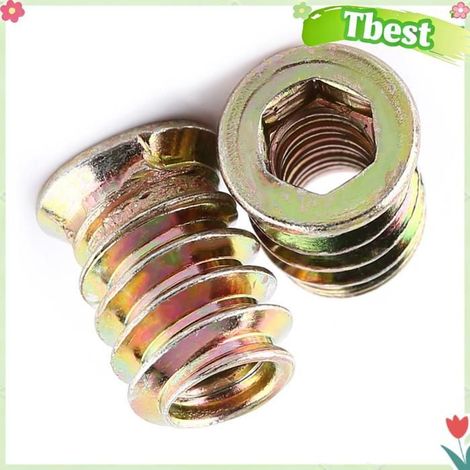 Tbest écrou en bois Écrou d'insertion d'entraînement à douille hexagonale pour meubles, écrous filetés en bois bricolage pointe (1/5)