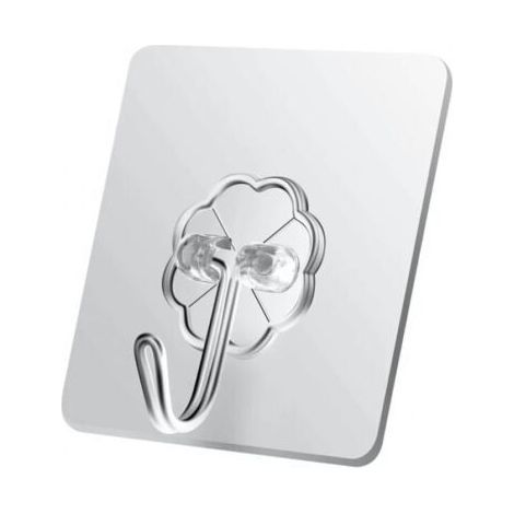 Ahlsen Adhesive Wall Hook, Pack of 20 Transparent Adhesive Hooks 10kg (Max), Stainless Steel Wall Hook for Hanging Keys, Caps, Kitchen Utensils, Towels and (1/5)