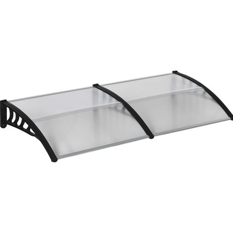 Vordach für Eingangstür 200 x 96 x 27 cm aus transparentem Polycarbonat und schwarzem Aluminium (1/5)