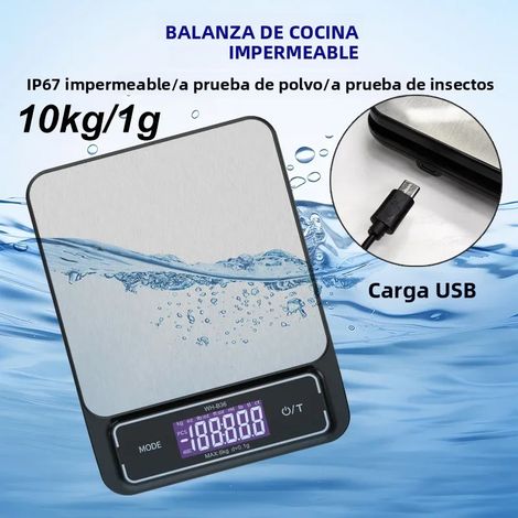 Balance de cuisine électronique étanche (10 kg rechargeable), précision 0,1 gramme (1/5)