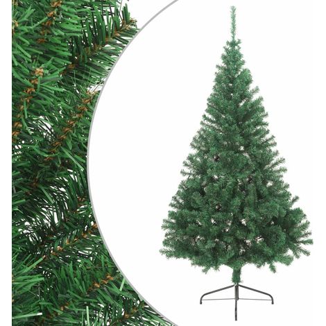 Sapin de Noël artificiel Arbre de Noël Décoration de Fête de Noël moitié avec support Vert 180 cm PVC ETJTE597245 (1/5)