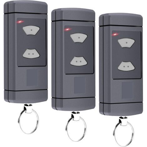 Lot de 3 émetteurs portatifs compatibles avec Hörmann - 40,685 MHz - Pour porte de garage Hörmann HSM2-40, HSM4-40, HSE2-40, HSE4-40, HS2-40, HS4-40, 2 canaux (1/5)