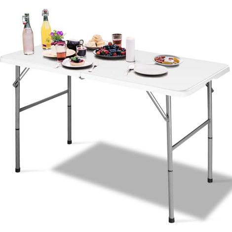 Goplus – Table pliante plastique 150 kg – HDPE et acier – Serrures renforcées – Pieds antidérapants – 122 x 61 x 72 cm – Pour événements extérieurs (1/5)