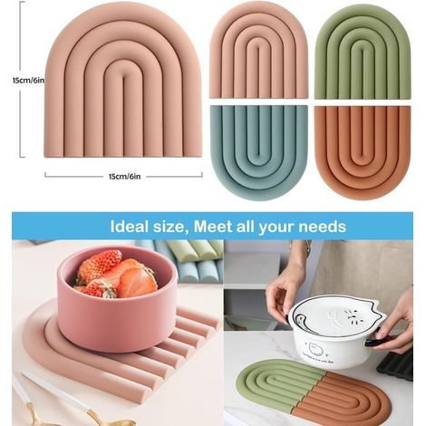 Posavasos de silicona de colores - Resistentes al calor y antideslizantes, 4 unidades (1/4)