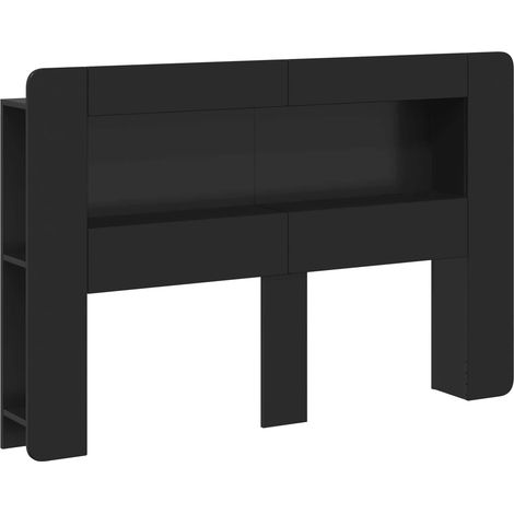 Testiera Testata del letto con archiviazione Nero Legno ingegnerizzato (1/5)