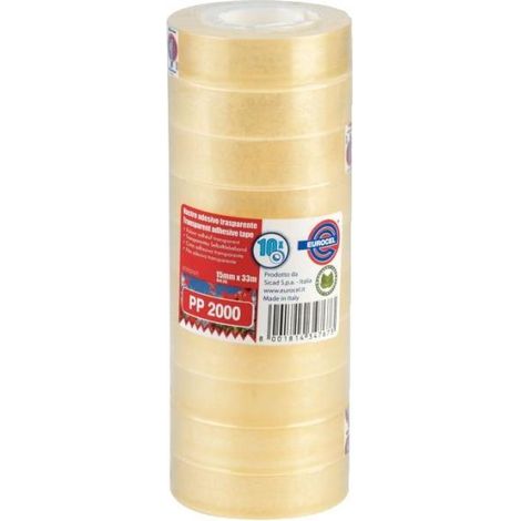 Eurocel Nastro Adesivo PP Trasparente 15mm x 33m, Confezione da 10 Pezzi (1/2)