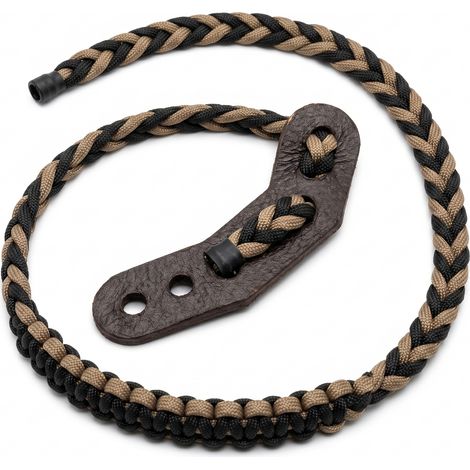 Dragonera de Muñeca en Paracord Trenzado Bicolor con Remate de Cuero