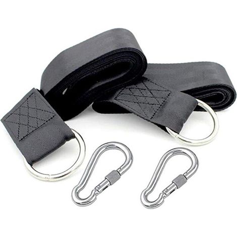 Sangles de suspension pour balançoire d'arbre, balançoires en corde pour arbre, kit de suspension avec mousquetons de sécurité, terylene, convient à toutes les balançoires et hamacs, 5cm1.5m.
