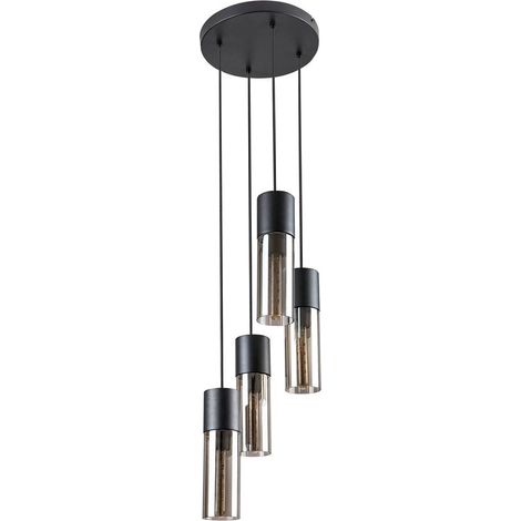 Lampada sospesa ronno metallo nero vetro colorato E27 4 x max, 25 W: 120 cm Ø30 cm Dimmabile (1/5)