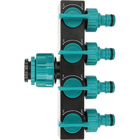 Distributeur d'eau 4 voies pour arrosage jardin, adaptateur de tuyau d'arrosage pour entretien pelouse, raccord robinet européen (1/5)