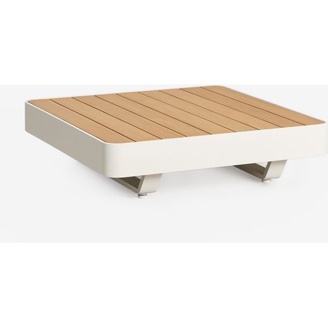 Mesa de centro cuadrada 90x90 cm en aluminio y madera de teca Yarilo SKLUM         Madera Natural    