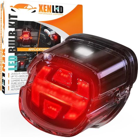 Feux arrière Stop/Veilleuses LED + Plaque LED - Harley Davidson Dyna Fatboy Softail Road King Glide - Homologué (1/5)