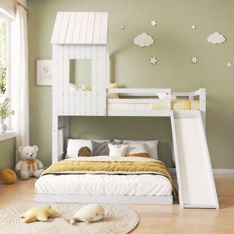 Lit enfant superposé 90x200 et 140x200 avec toboggan HAVRYA (1/5)