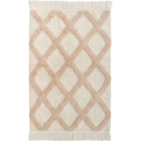 Tappeto per bambini in cotone 60 x 90 cm con motivo geometrico Beige Punsari (1/5)
