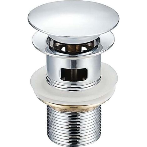 Sink Pop Up Waste with Overflow, Drain Plug, Pop Up Waste, Universal Sink Waste for Sink and Vanity Units (Silver) MUMU (1/4)