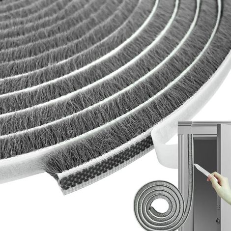 Vtizikl Joint Brosse porte Coulissante,9x5 Joint Porte Adhésif, Bande de Brosse Autocollante Anti-poussière Convient pour L'isolation la Protection Contre le Vent (1/4)