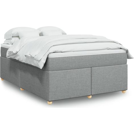 Boxspringbett mit Matratze Hellgrau 160x200 cm Stoff