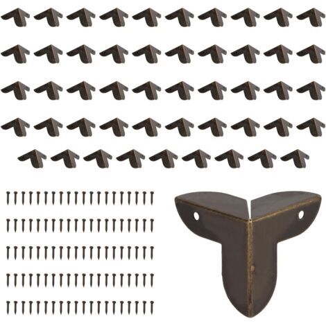 50 pezzi di protezioni angolari in metallo a tre lati da 23 mm in bronzo anticato vintage, protezioni di sicurezza decorative, protezioni angolari in ferro di alta qualità per bordi di mobili (1/5)