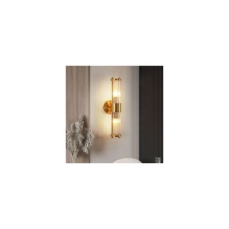 Applique Murale Doré Intérieure Vintage, Lampe Murale Verre E14 Moderne, Applique Art Deco pour Salon Chambre Chevet Couloir [Classe énergétique F]