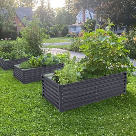 New Outdoor Grey Modular Metal Raised Garden Bed (1/5)