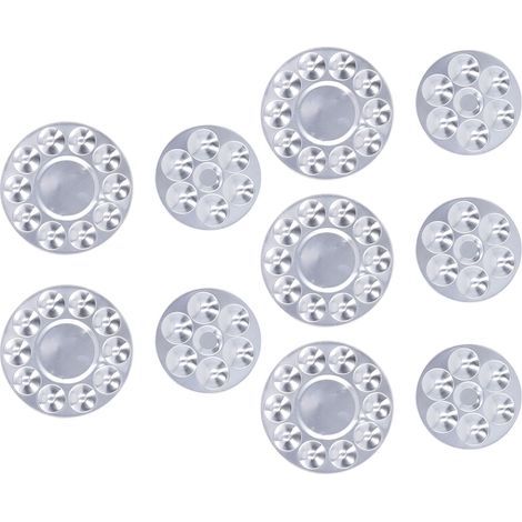10 Plateaux Ronds en Métal pour Peinture - 6 et 10 Alvéoles en Alliage d'Aluminium (1/5)