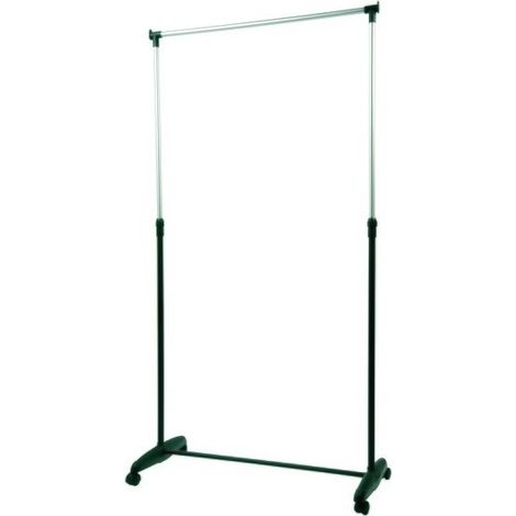Portant à vêtements à roulettes Inox 87-160cm Noir - Hauteur ajustable MSV (1/3)