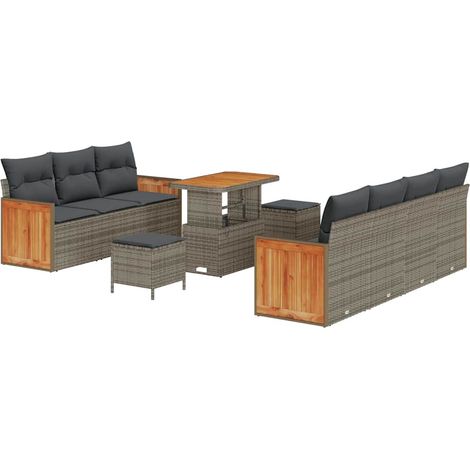 Maison Exclusive - Set Divano da Giardino con cuscino 13 pcs Grigio polyrattan
