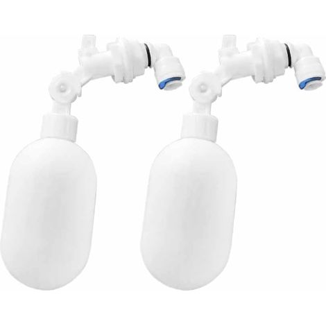 Lot de 2 valves flottantes en plastique - Filtre à eau réglable - Robinet à boisseau sphérique flotteur avec raccord 1/4" pour réservoir d'aquarium (valve flottante en plastique) (1/3)