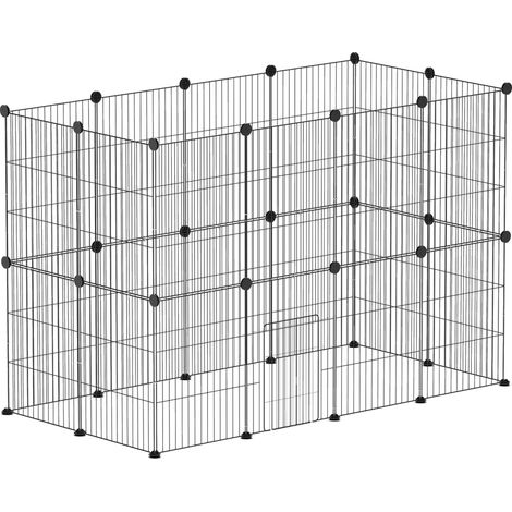 Cage pour petits animaux, enclos extérieur, structure modulaire, surface de 0,72 mètre carré, acier, noir. (1/5)