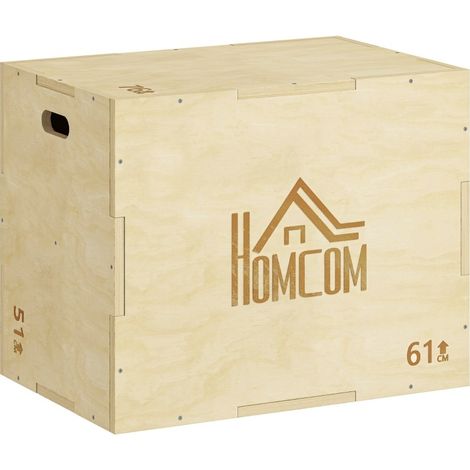 Plyo Box en bois à 3 hauteurs 51/61/76 cm, poignées de transport, base stable pour entraînement pliométrique à domicile ou en studio  CHICFURN (1/5)