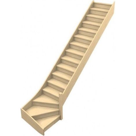 Escalier Quart Tournant Bas Sela - Confort Bois- Bas à Droite Hêtre Lamellé Collé 288 Cm Avec Contremarches (1/2)