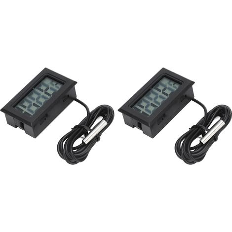 Thermomètre numérique électronique 2 pièces, thermostat avec sonde noire, affichage température, rafraîchissement 2s, mesure précise pour usage domestique. (1/5)