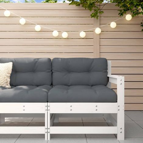 Chaise de jardin Siège de Terrasse Fauteuil de jardin avec coussins blanc bois de pin massif DGBDF385960 (1/5)