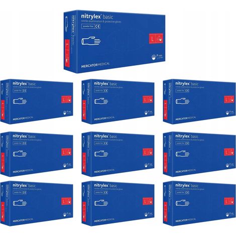 Guanti in nitrile 100 pezzi. Nitrylex Basic Blu Scuro 9-L - 10 set.