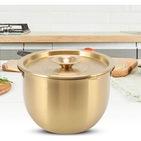 2,8-Liter-Ölfiltertopf aus Edelstahl für den Hausgebrauch mit Deckel und integriertem Filter, goldfarben. (1/5)