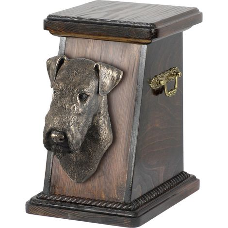 Airedale Terrier, Waterside Terrier - urna per ceneri di cane, urna elegante con statuetta, urna commemorativa con busto di cane di Art-Dog (1/5)