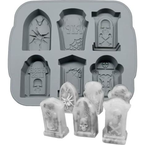Moule glaons - Halloween - Pierre tombale en silicone - Durable - Rutilisable - Dmoulage facile FIGURINE DECOR DE GATEAU (1/4)