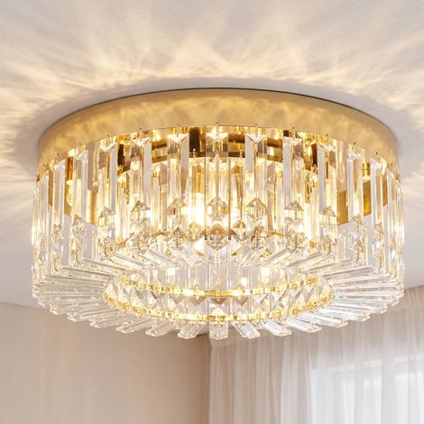 HOMCOM Crystal Ceiling Light with 225 Crystal Pendants, Gold Tone (1/5)