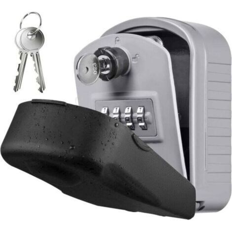 Secure Key Safe [New Generation] Large Outdoor Safe with 4 Codes and Waterproof Emergency Keys (Silver) (1/4)