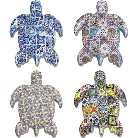 Decorazione da parete a forma di tartaruga tropicale, decorazione da giardino in resina, set di 4 statuette decorative per interni ed esterni