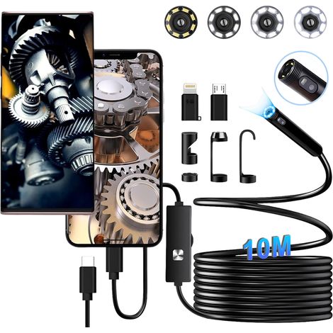 Endoscope - Caméra Borescope HD 720P - Câble Flexible 1 Mètre - 8 LED Réglables - Étanche IP67 - Pour Inspection Automobile Plomberie et Maintenance Domestique - 1 Pièce (1/5)